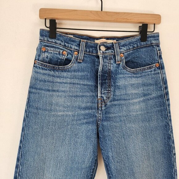 Levi's Premium Big E Wedgie Straight Medium Wash Button Fly Mom Jeans Women's 26 - Picture 4 of 13